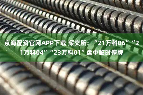 京海配资官网APP下载 深交所：“21万科06”“21万科04”“23万科01”盘中临时停牌