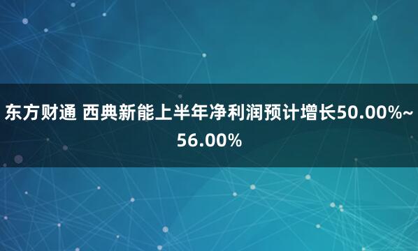 东方财通 西典新能上半年净利润预计增长50.00%~56.00%