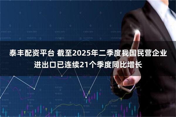 泰丰配资平台 截至2025年二季度我国民营企业进出口已连续21个季度同比增长